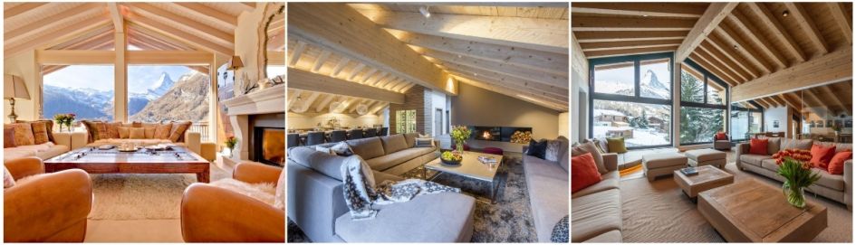 Select luxury ski chalets in Zermatt feature Matterhorn views from their living areas, perfect for relaxing after the main banquet on a Christmas ski holiday!