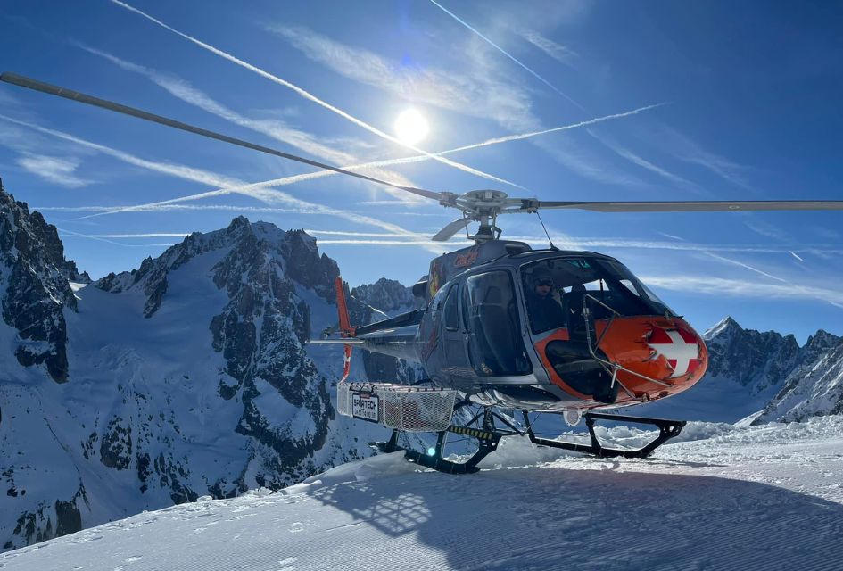 Helicopter ready for a heli tour over the Mont Blanc Massisf.