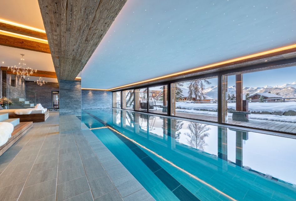 luxury chalet, swimming pool, pool with a view, Verbier