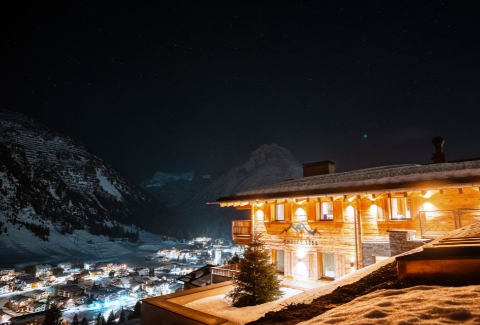 Chalet 1551's starry skies views lit up at night. A fantastic chalet for stargazing in the Alps.