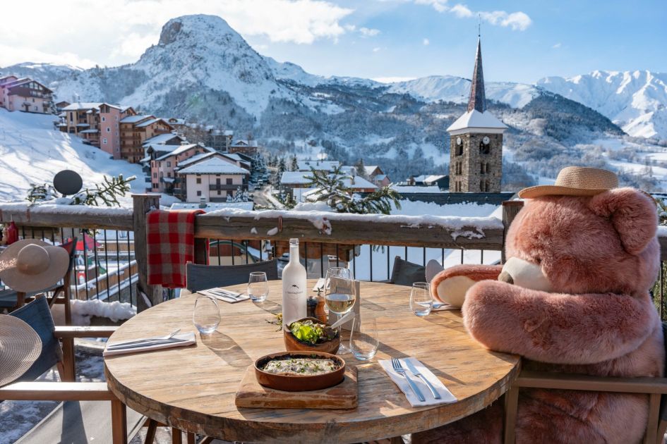 The view from the terrace of St Martin de Belleville's Restaurant Le Montagnard.