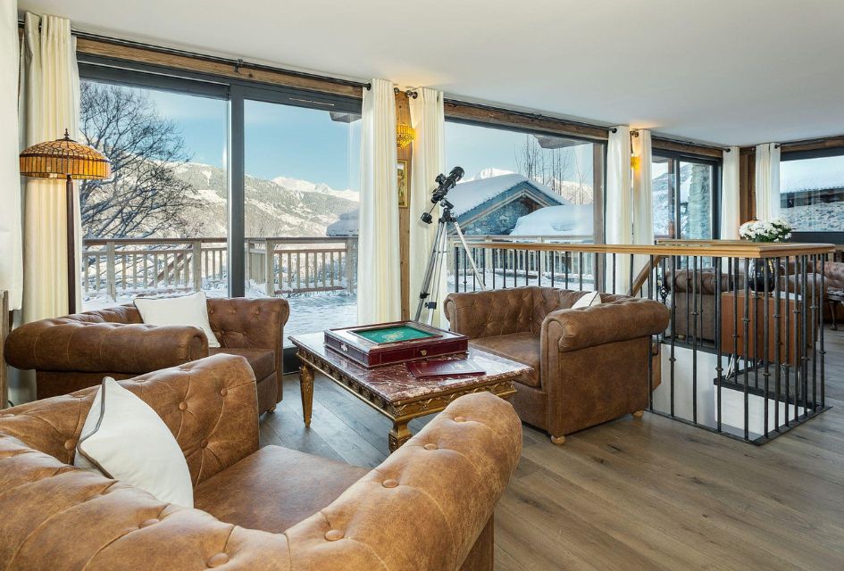 Chalet India, the connected chalet to Chalet Iona, featuring a telescope for viewing the stars in the Alps.