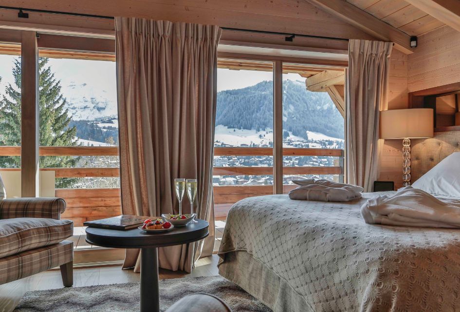 In Chalet Thanasis' master bedroom overlooking Megeve.